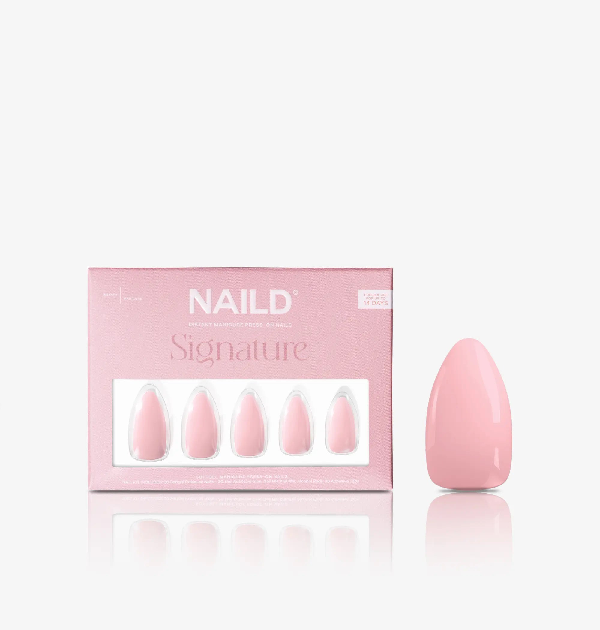 Pink whisper almond Softgel Press On Nails (inkl. Klebesticker & Nagelkleber)