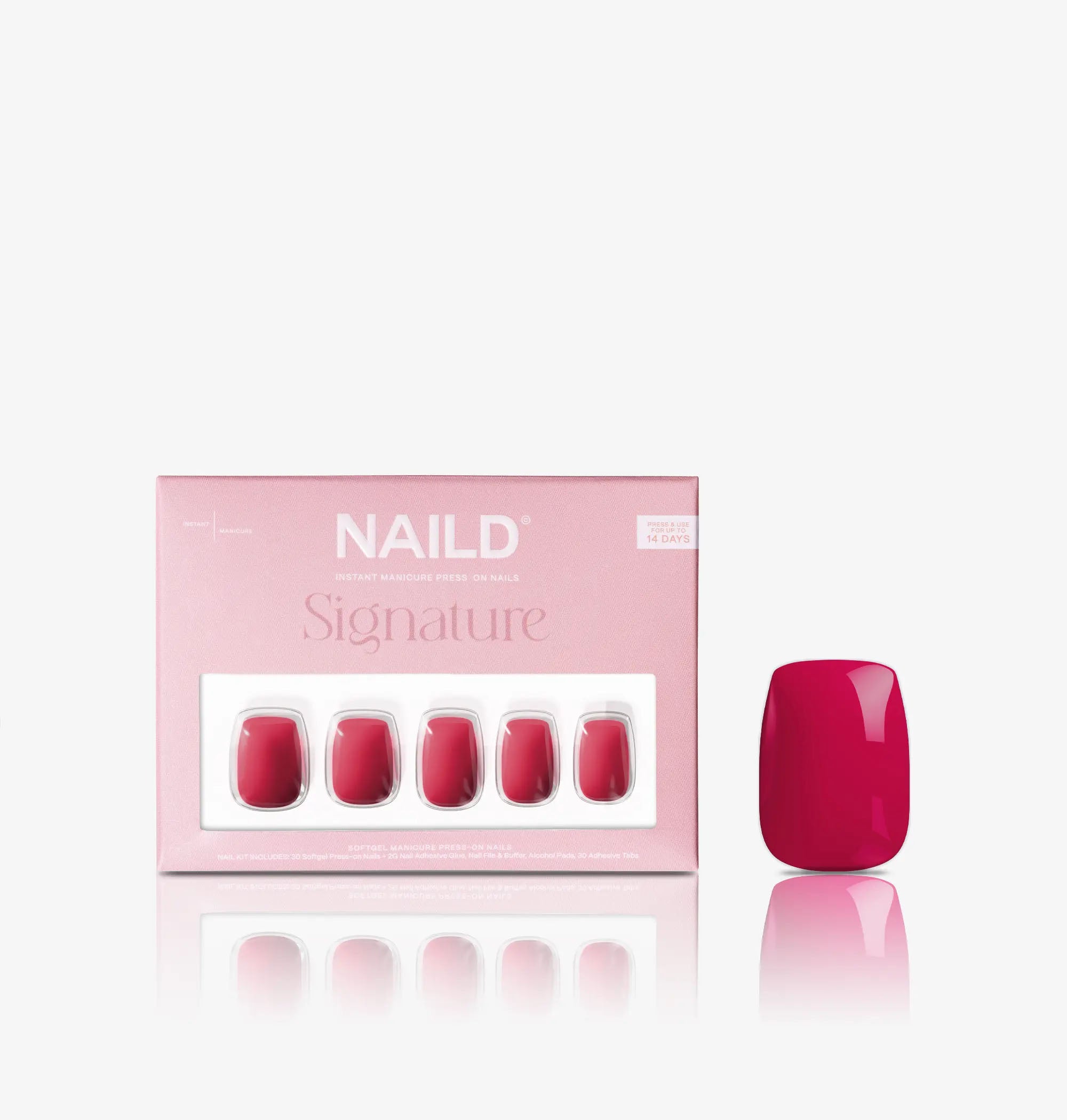 Ruby short s square Softgel Press On Nails (inkl. Klebesticker & Nagelkleber)