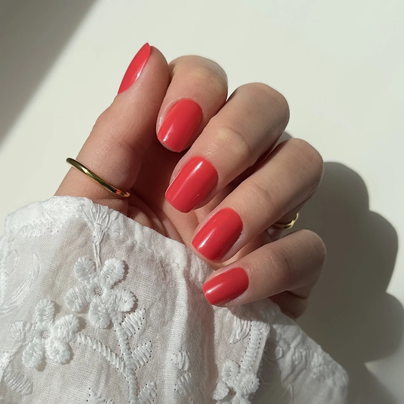 Coral pop short s square Softgel Press On Nails (inkl. Klebesticker & Nagelkleber)