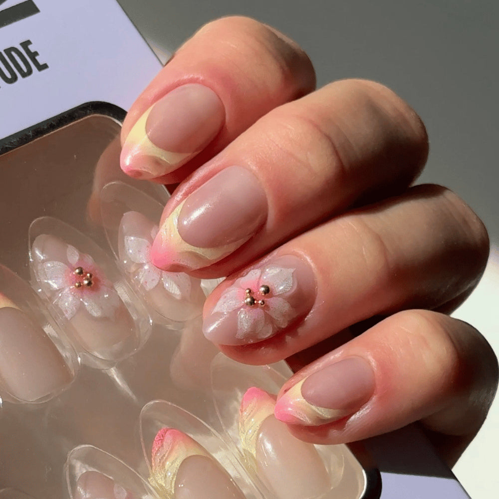 Blossom crush Almond 3D NAILDZ Softgel Press On Nails (inkl. Klebesticker & Nagelkleber)