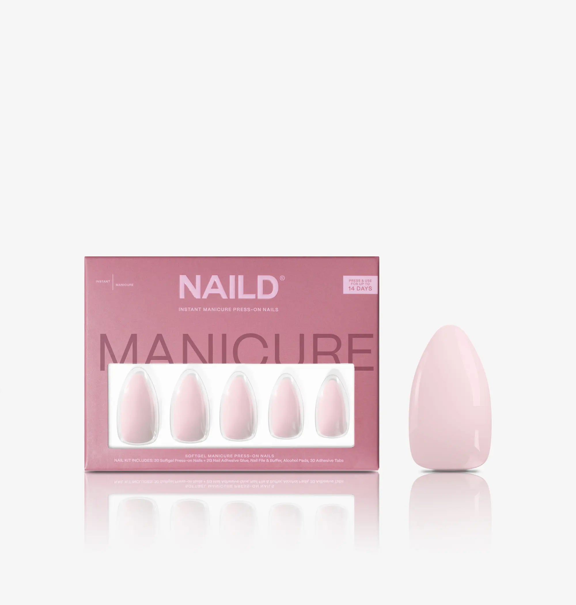 Glazed pearl ACRYLISH (almond) soft gel artificial nails (NEW)