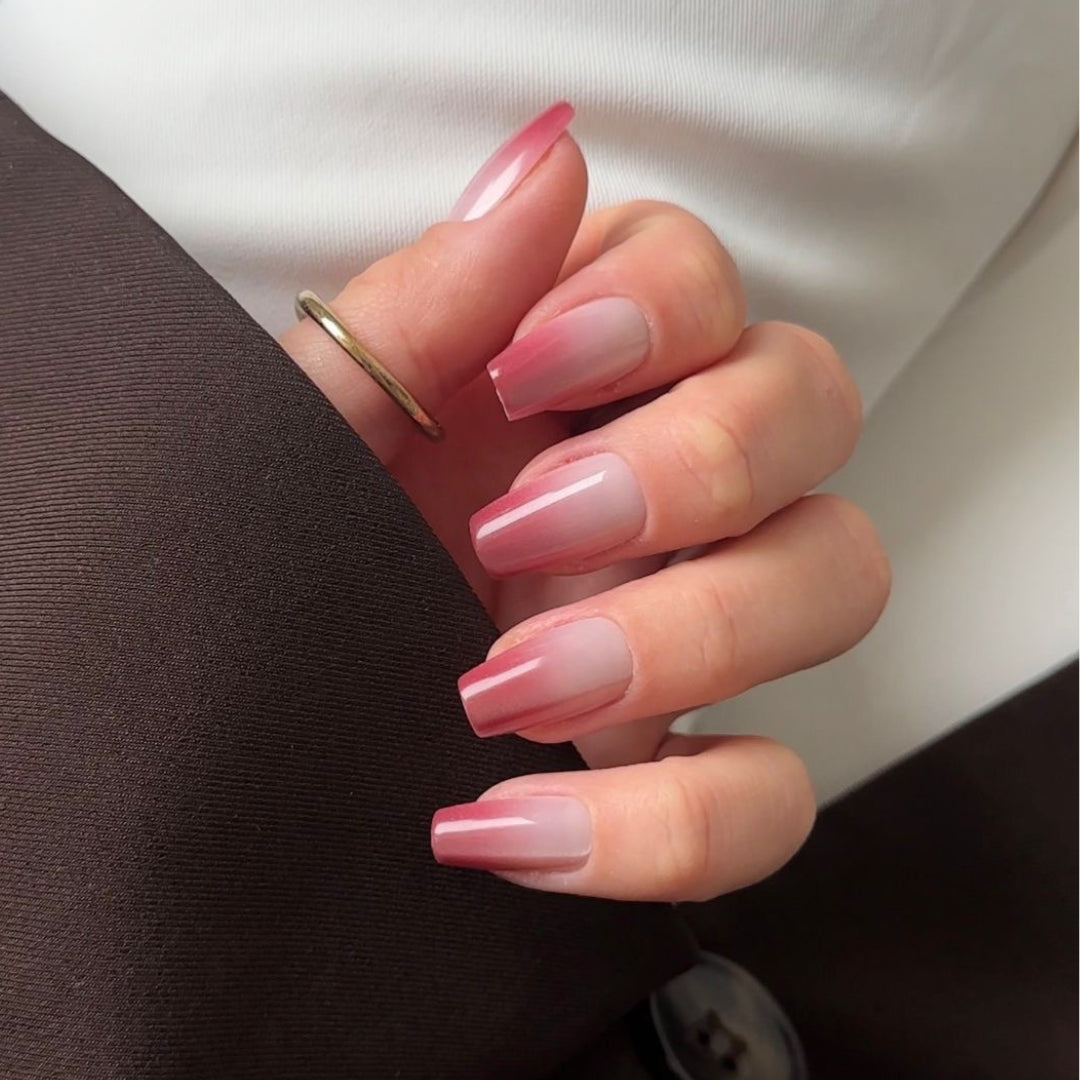 French white coffin Softgel Press On Nails (incl. colla per unghie)