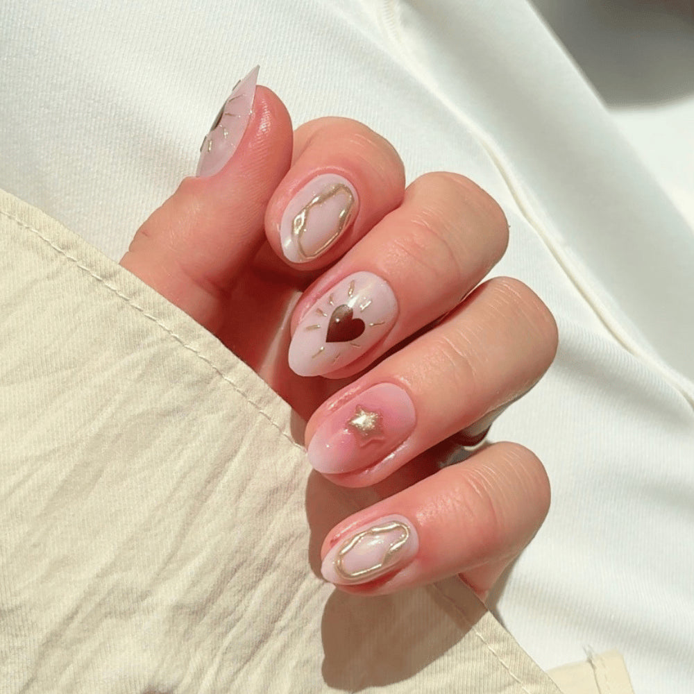 Pure heart Almond 3D NAILDZ Softgel Press On Nails (inkl. Klebesticker & Nagelkleber) (Kopie)