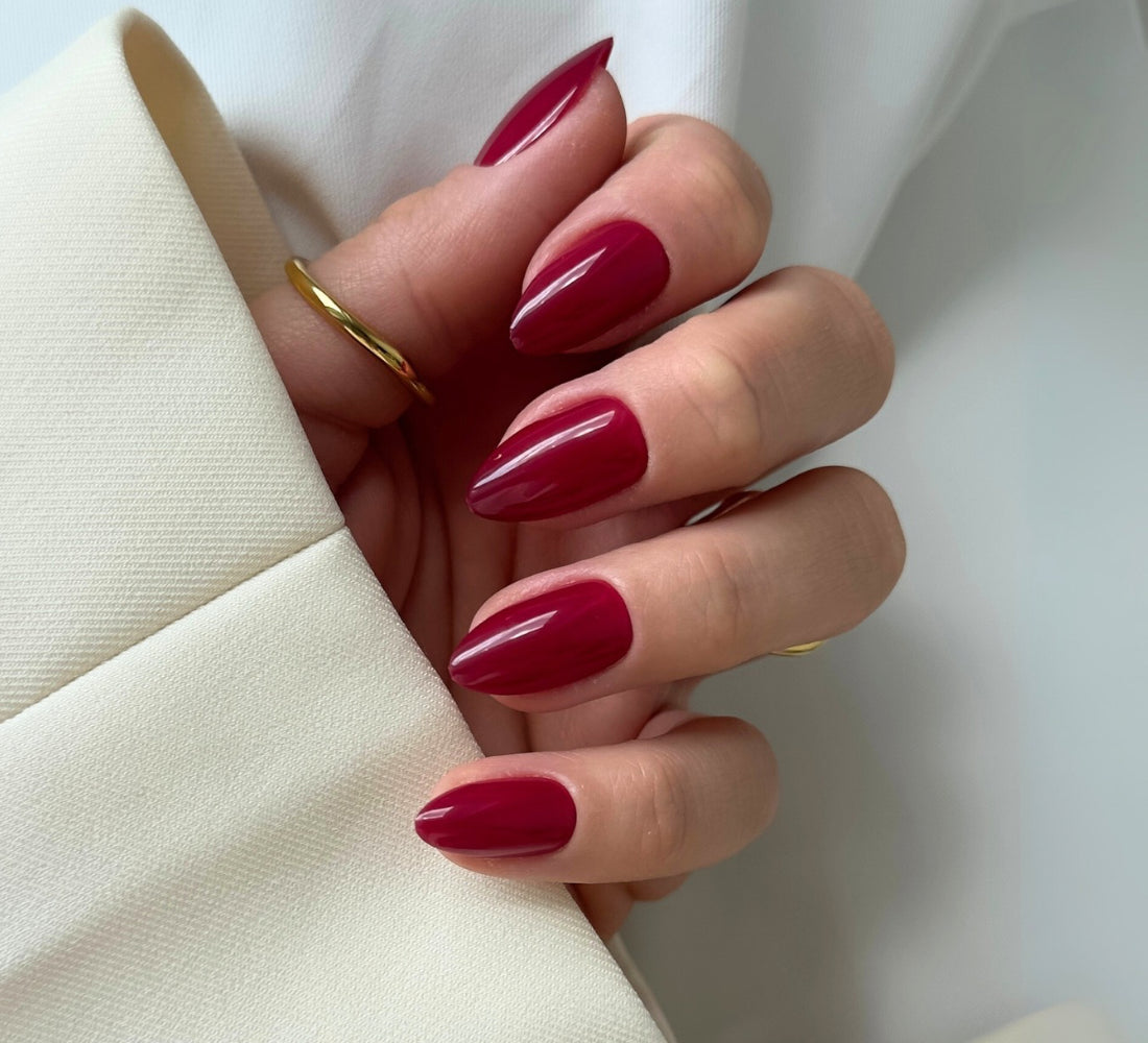 Ruby almond Softgel Press On Nails (inkl. Klebesticker & Nagelkleber)