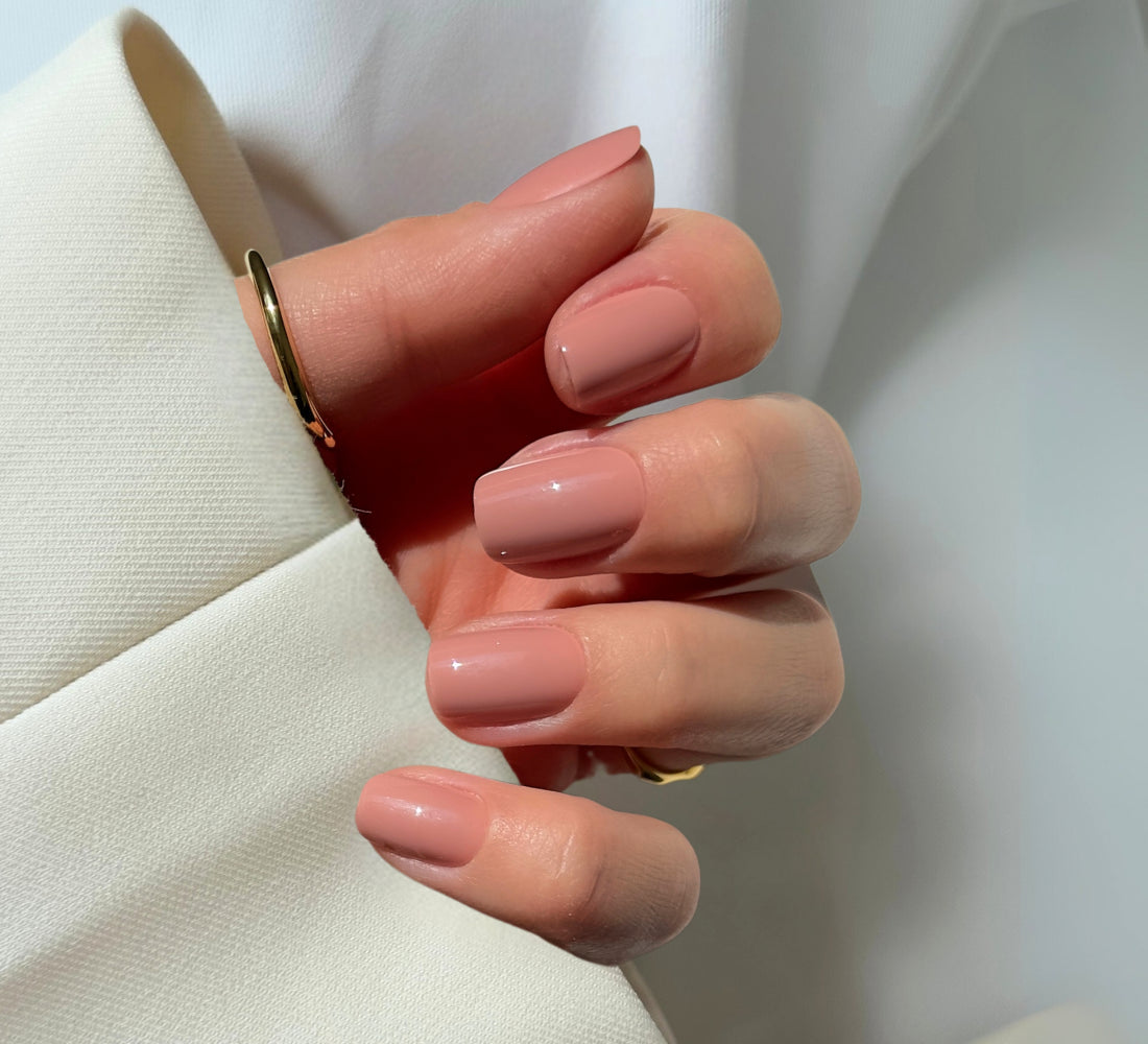 Toffee Nude short s square Softgel Press On Nails (inkl. Klebesticker & Nagelkleber)