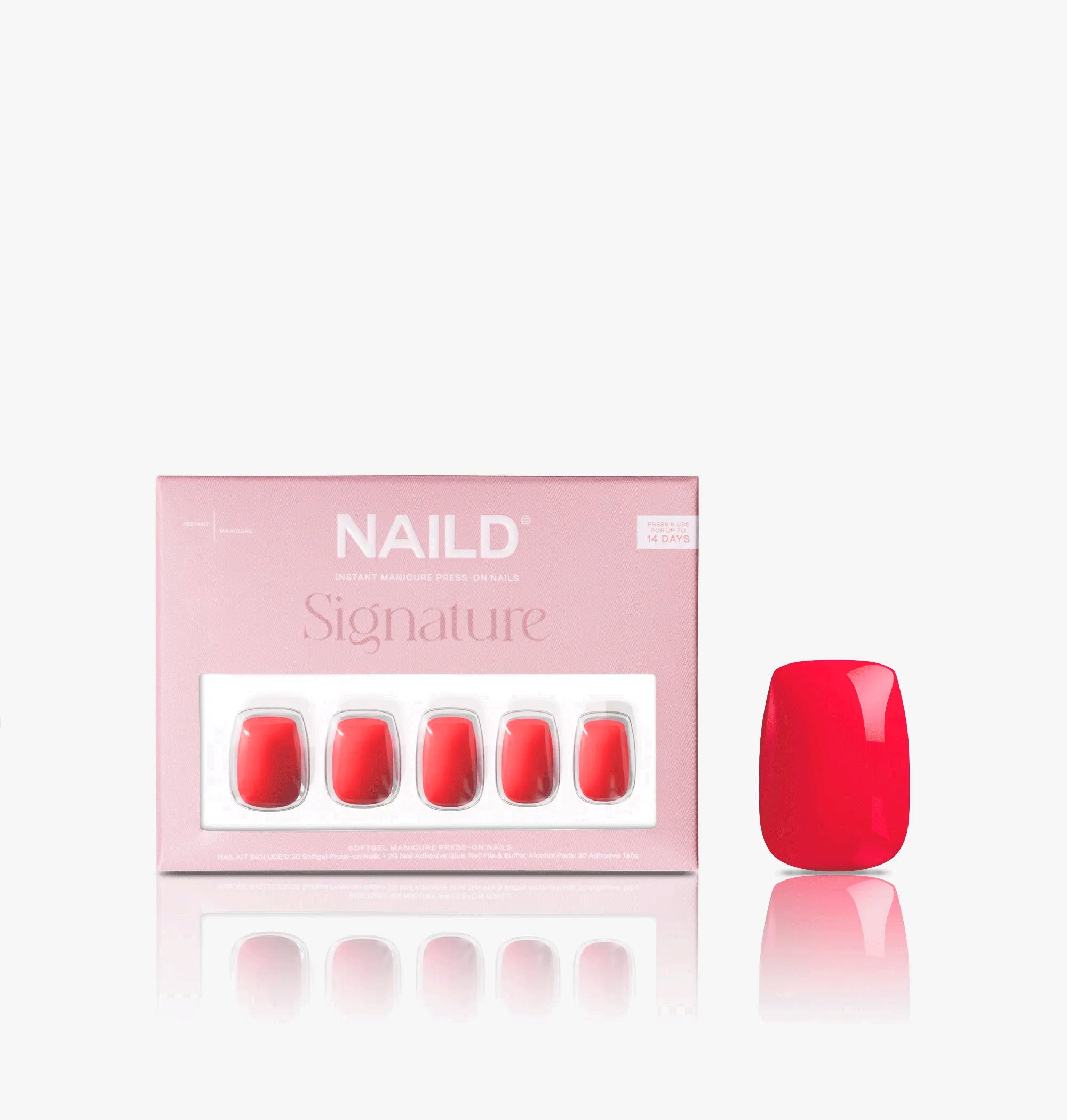 Coral pop short s square Softgel Press On Nails (inkl. Klebesticker & Nagelkleber)
