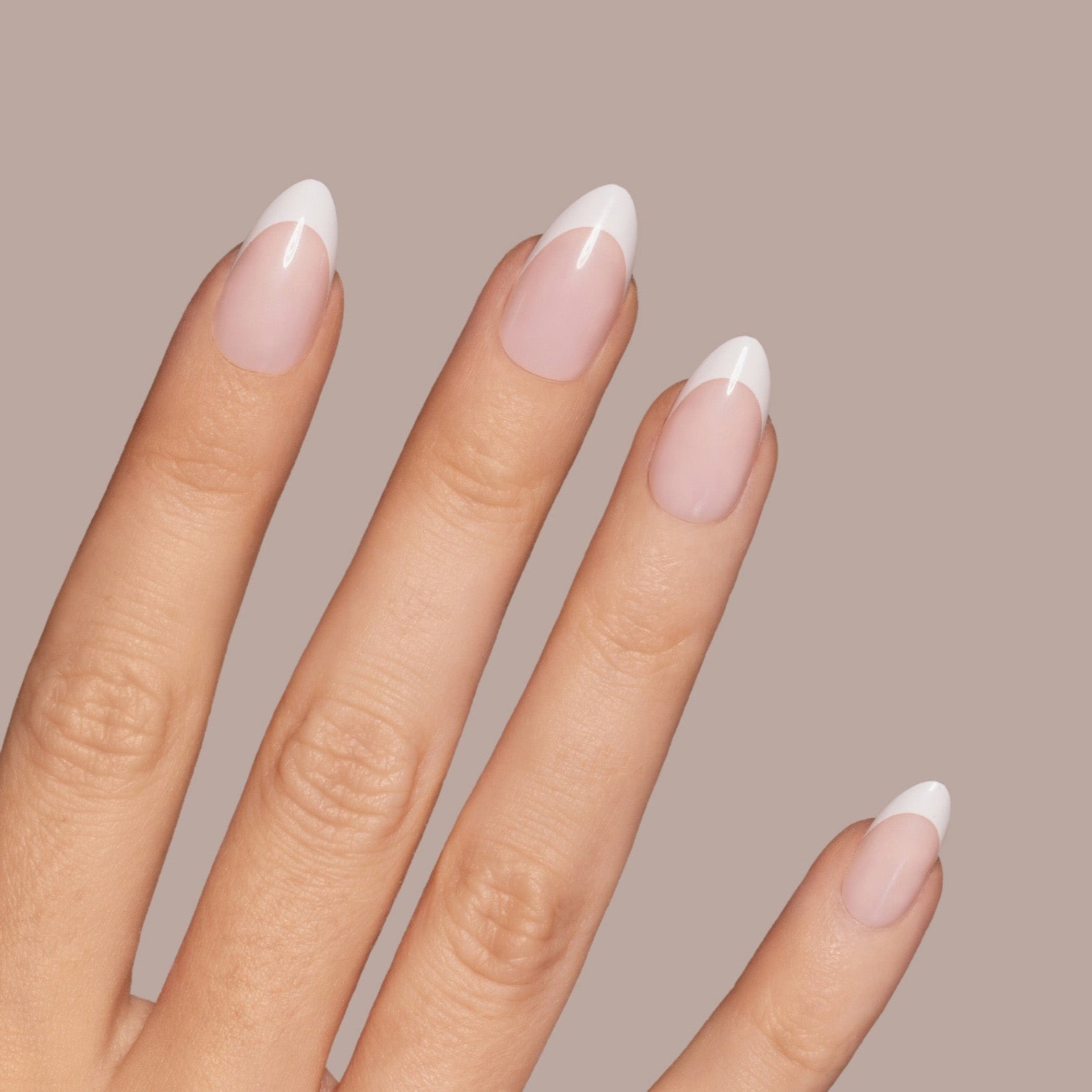 French white almond Softgel Press On Nails (inkl. Klebesticker & Nagelkleber)