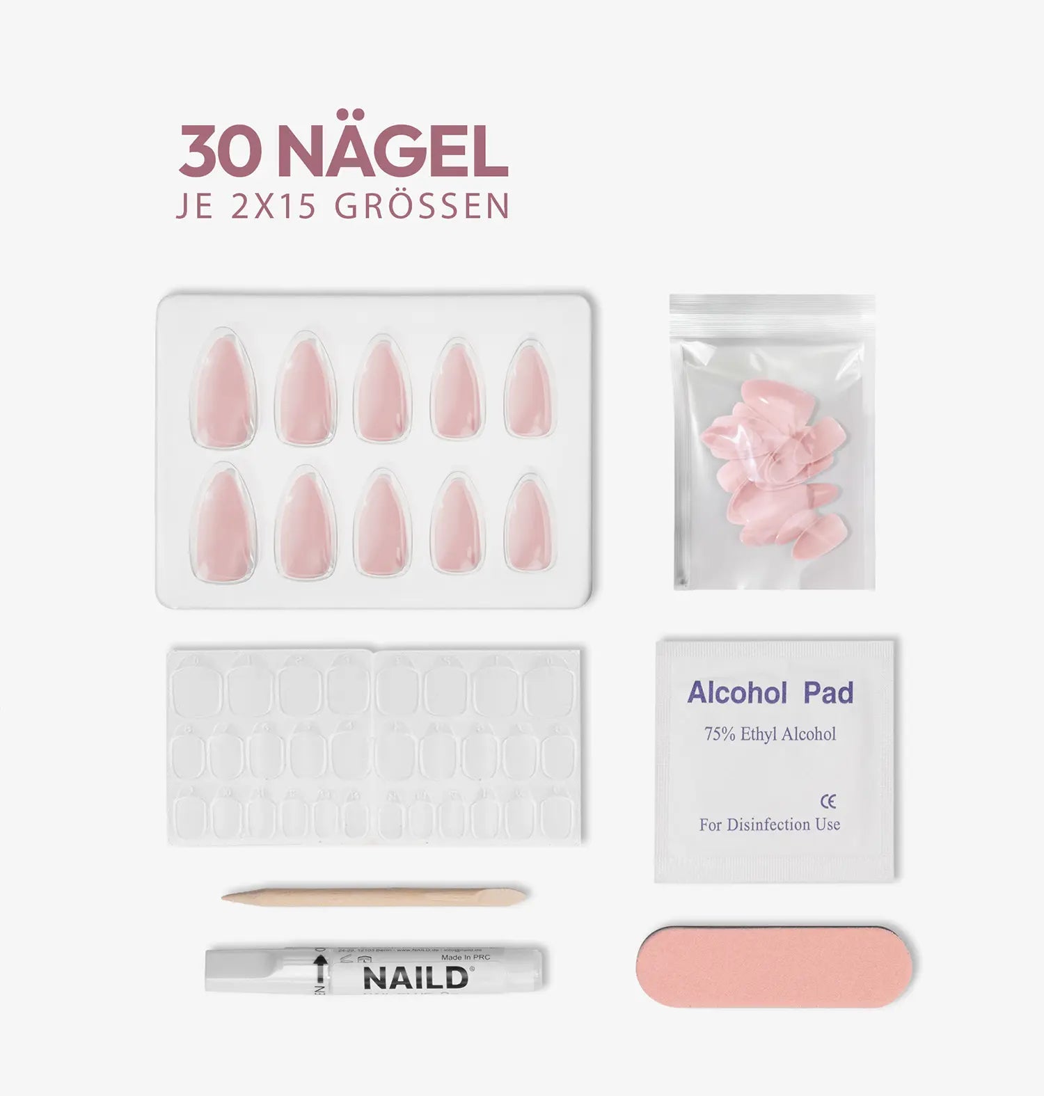 Micro french short s square Softgel Press On Nails (inkl. Klebesticker & Nagelkleber)