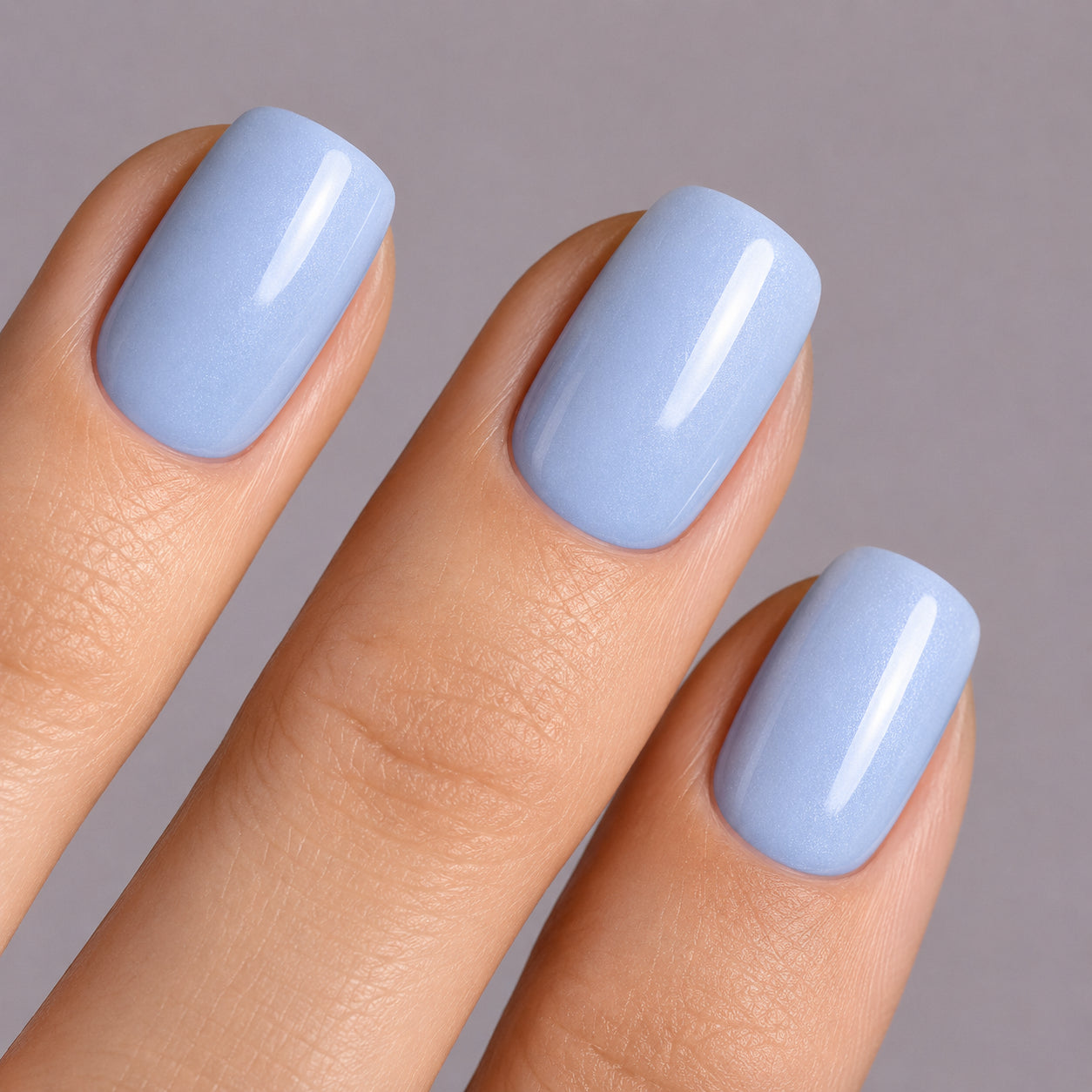 Misty blue short square Softgel Press on Nails (inkl. Klebesticker & Nagelkleber) Limitiert