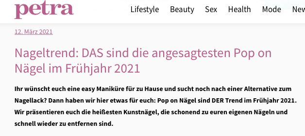 Petra.de NAILD Nägel "Nageltrend: DAS sind die angesagtesten Pop on Nägel im Frühjahr 2021"