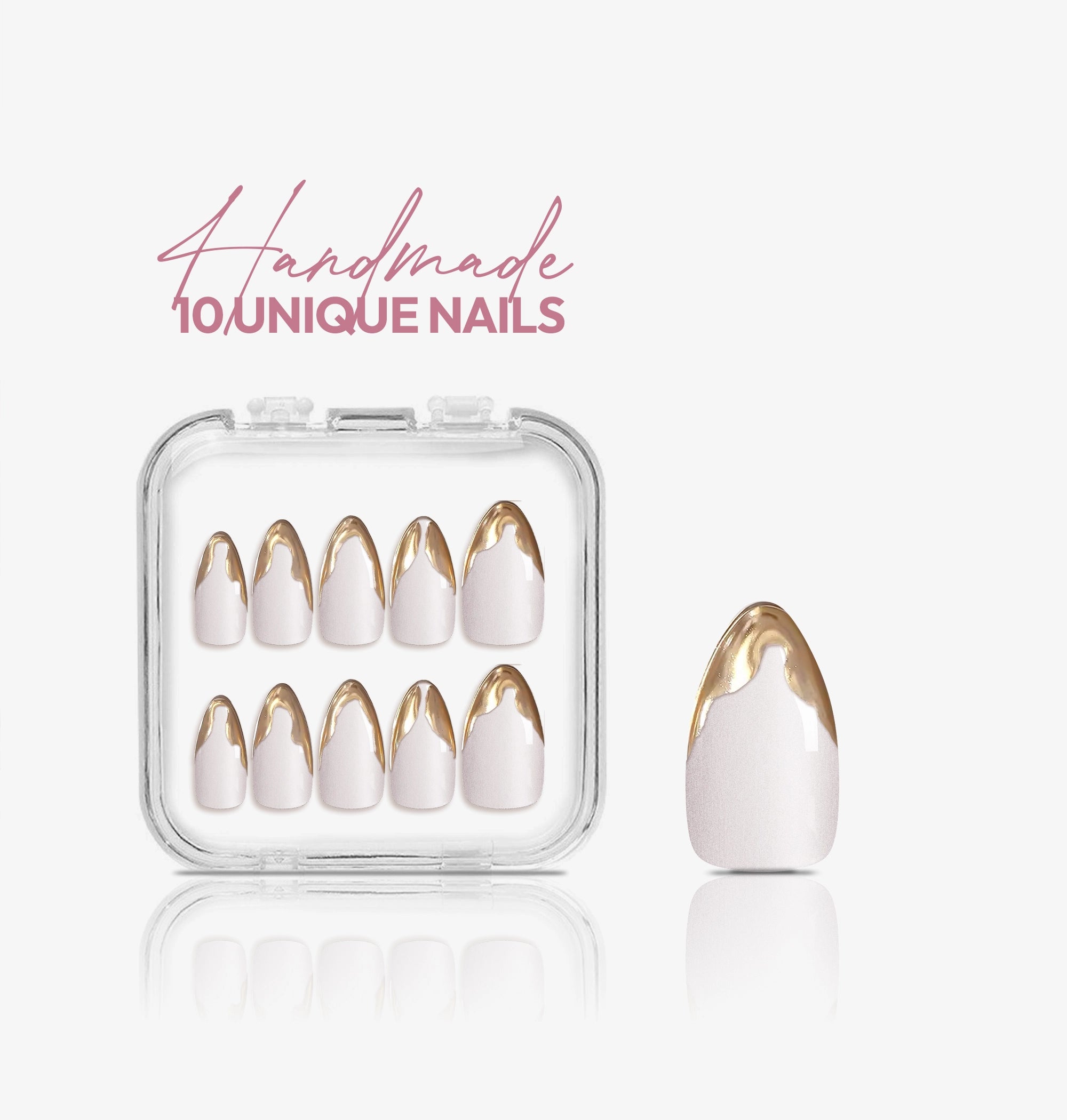 Golden promise I Handmade Softgel Press on Nails I Almond L