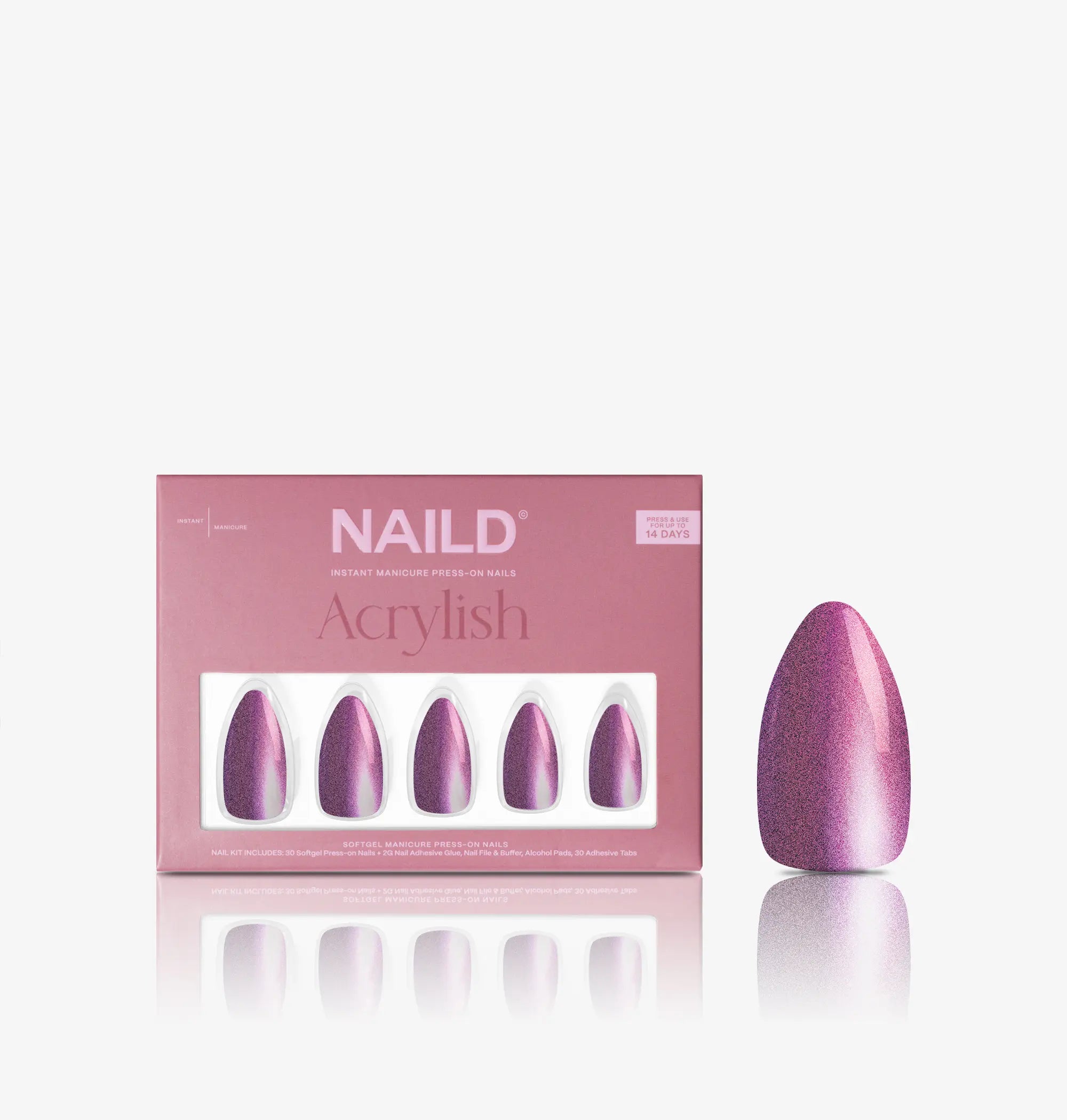Lila cateye Almond Softgel Press on Nails (inkl. Nagelkleber) Limited Edition