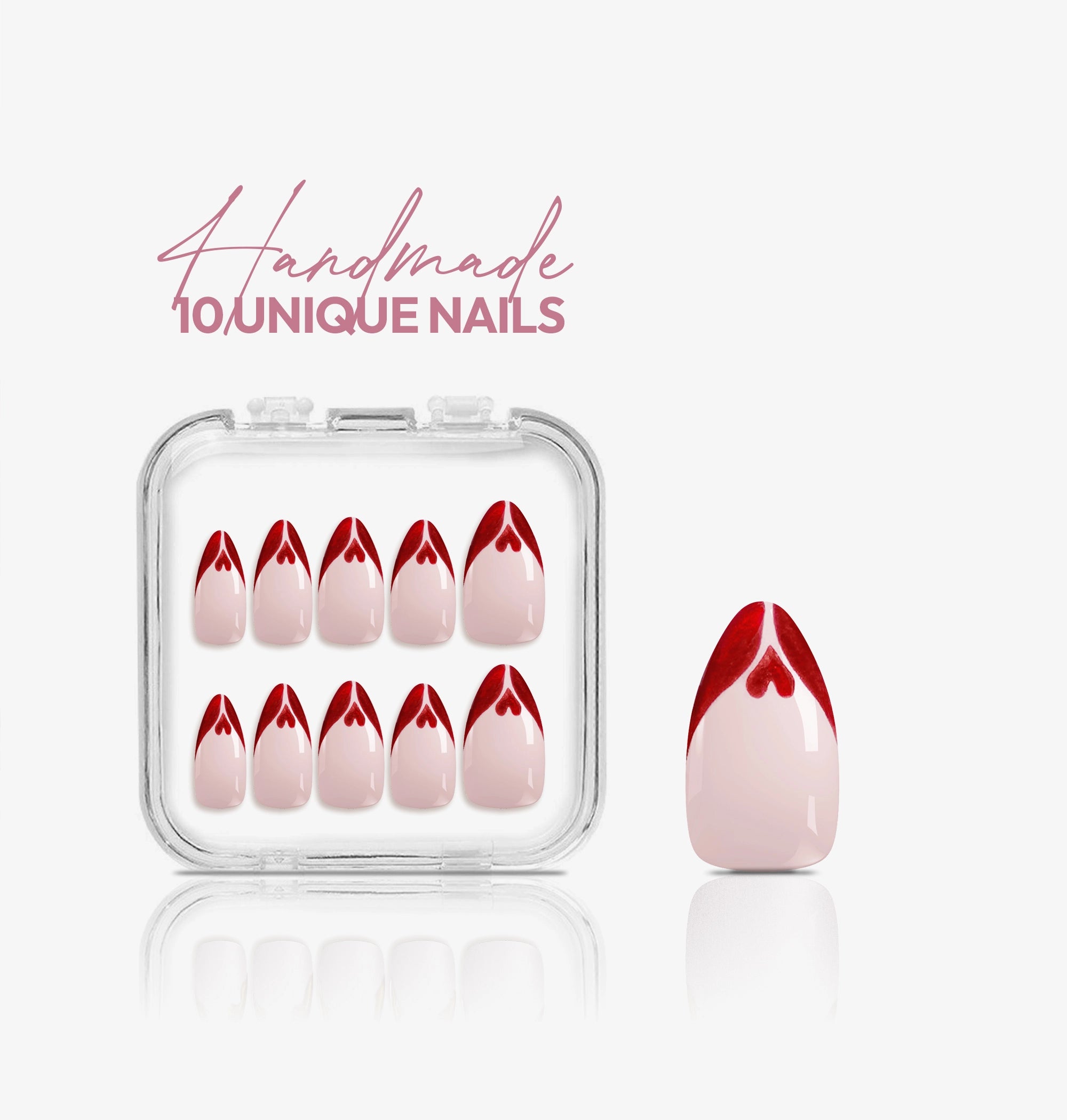 Red promise I Handmade Softgel Press on Nails I Almond L