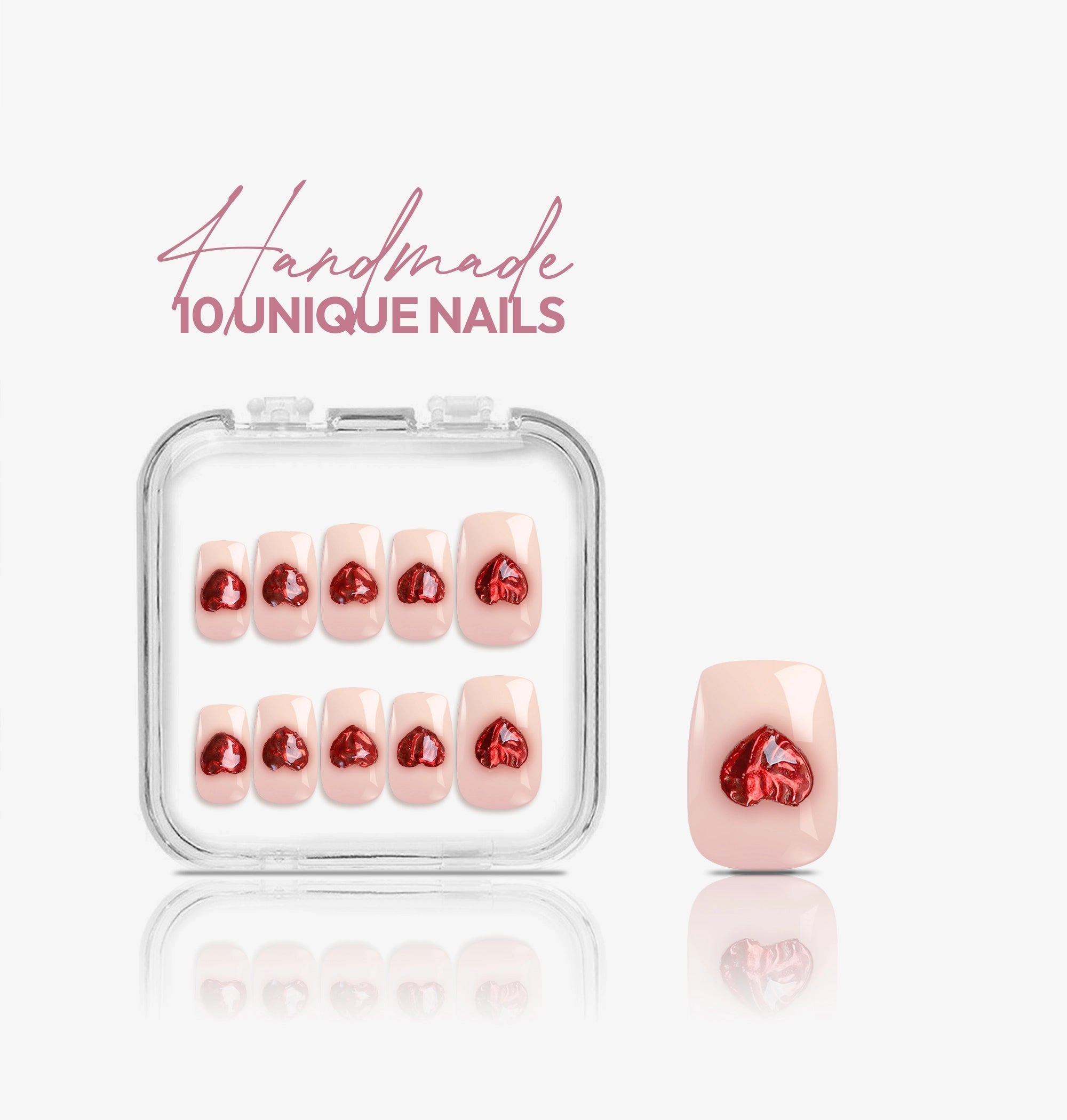 Heartbreaker I Handmade Softgel Press on Nails I Square S