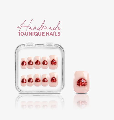 Heartbreaker I Handmade Softgel Press on Nails I Square S