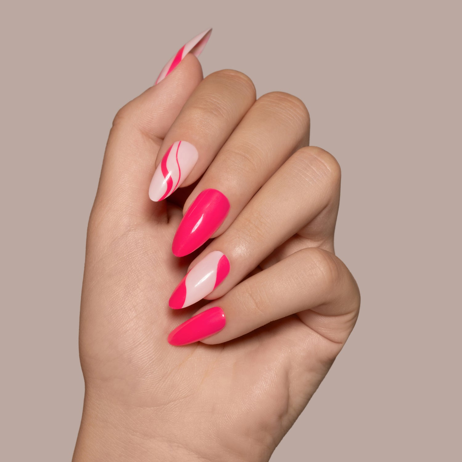 CHERRY PINK Swirl Almond extra-long (LIMITED EDITION)