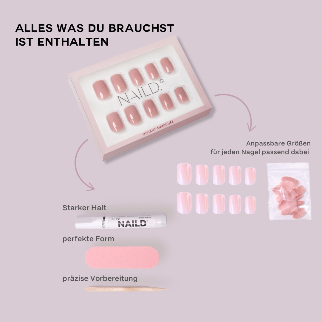 Matt chocolate cream extra-long Press On Nails (inkl. Nagelkleber)