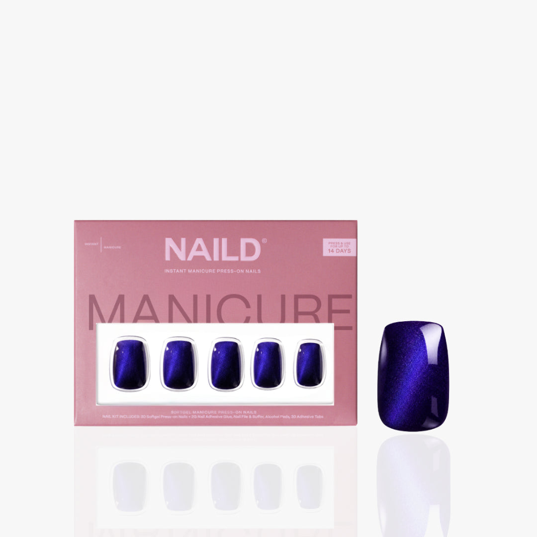 Blue Glitter Short Square Softgel Press On Nails (32 Nägel inkl. Klebesticker & Nagelkleber)