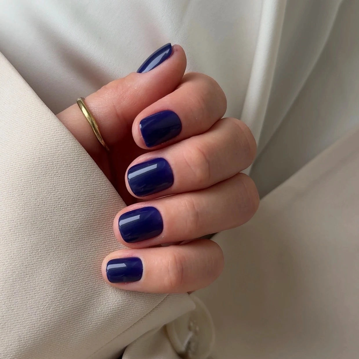 Dark Blue Short XXS Square Softgel Press On Nails (inkl. Klebesticker & Nagelkleber)