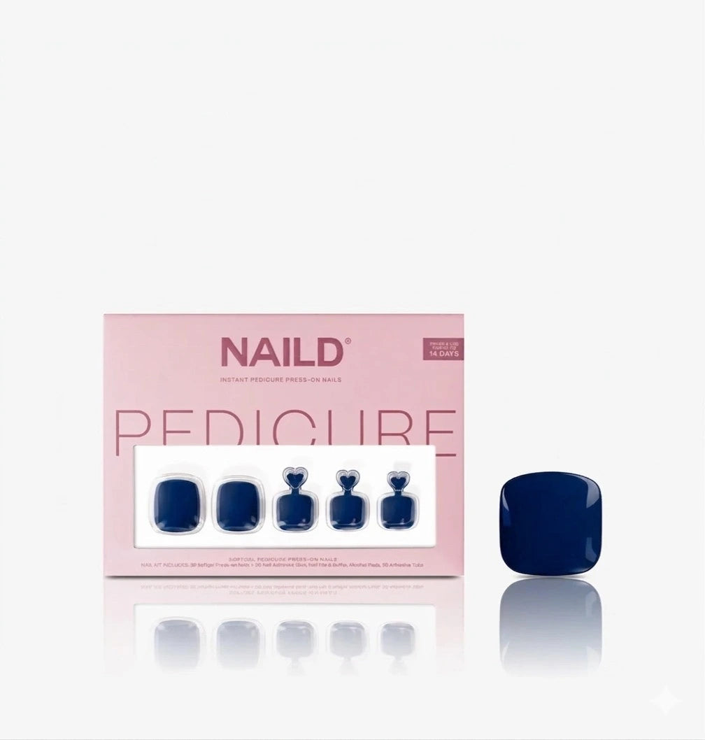 Dark Blue Toe Softgel Press On Nails (32 Nägel inkl. Klebesticker & Nagelkleber)