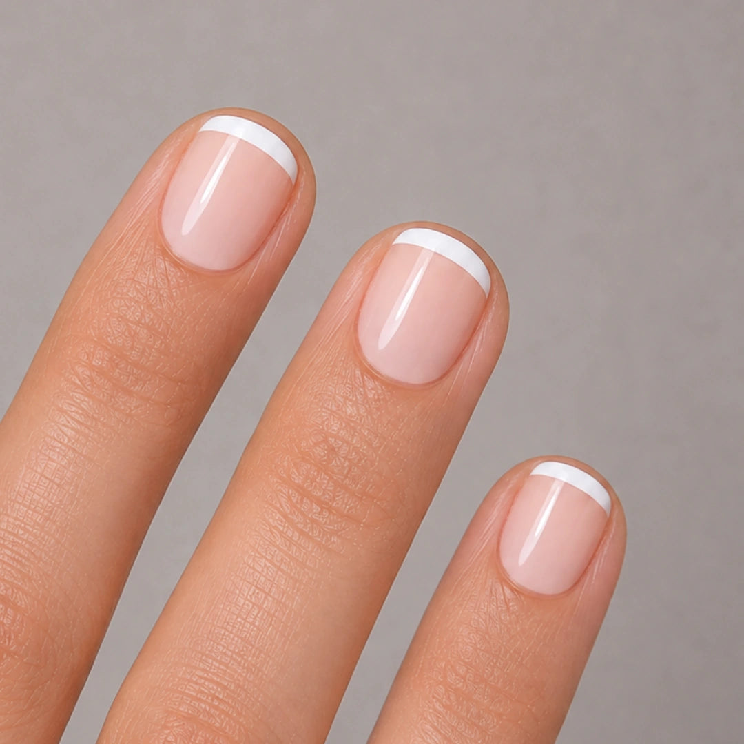Fine French XXS Infilled French Softgel Press On Nails (inkl. Klebesticker & Nagelkleber)