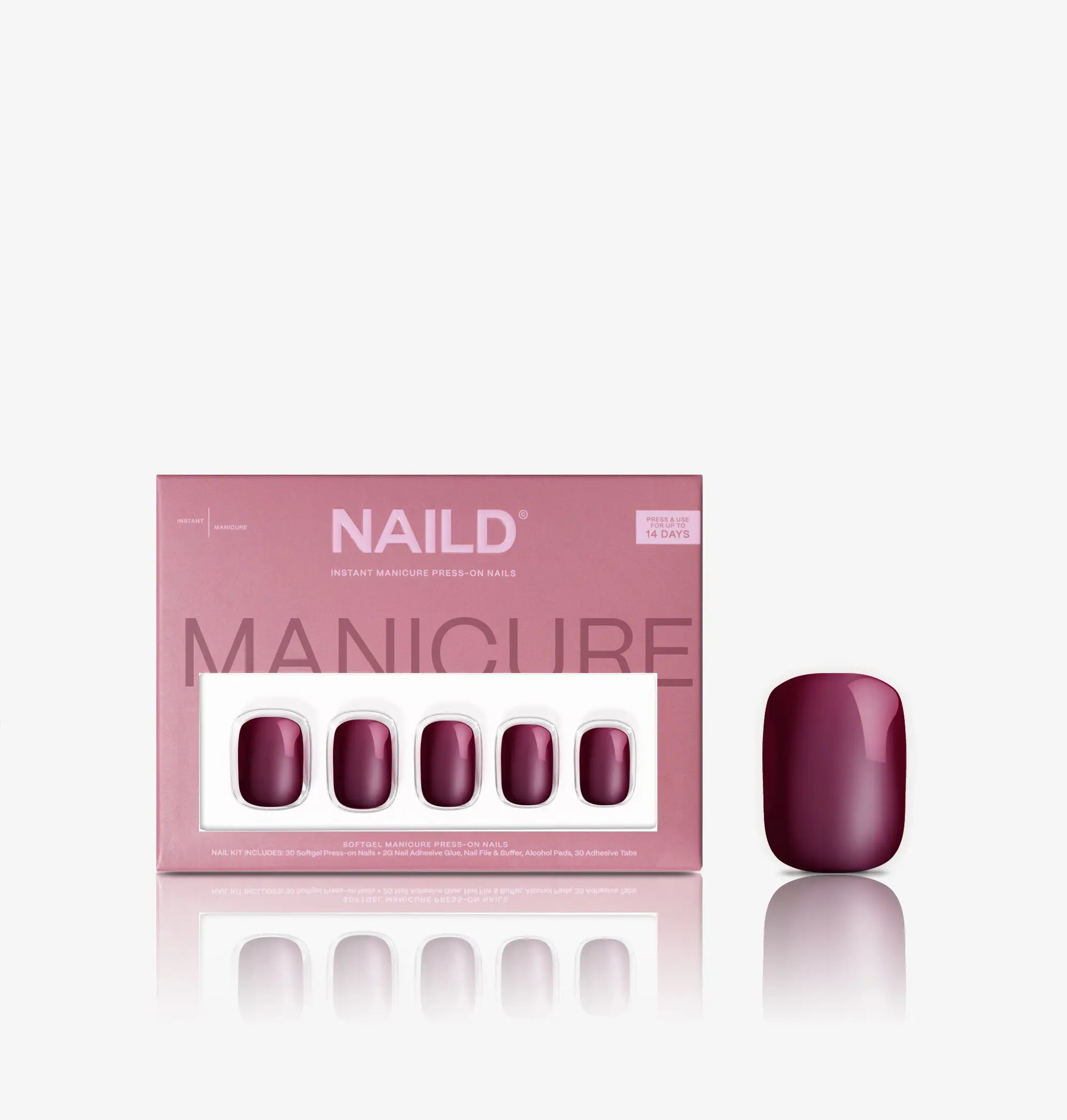 Wine Silk XXS Square Softgel Press On Nails (inkl. Klebesticker & Nagelkleber)