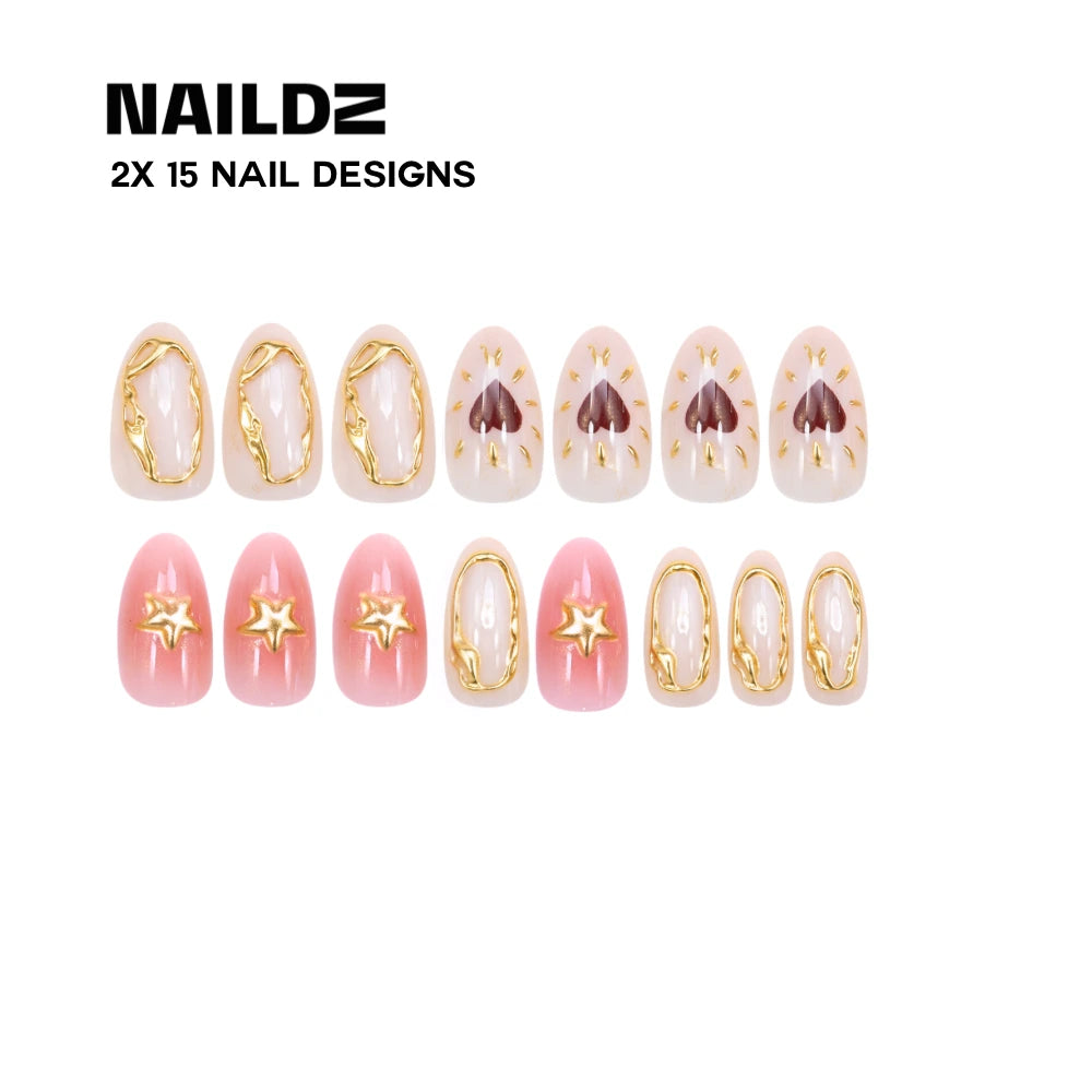 Pure heart Almond 3D NAILDZ Softgel Press On Nails (inkl. Klebesticker & Nagelkleber) (Kopie)