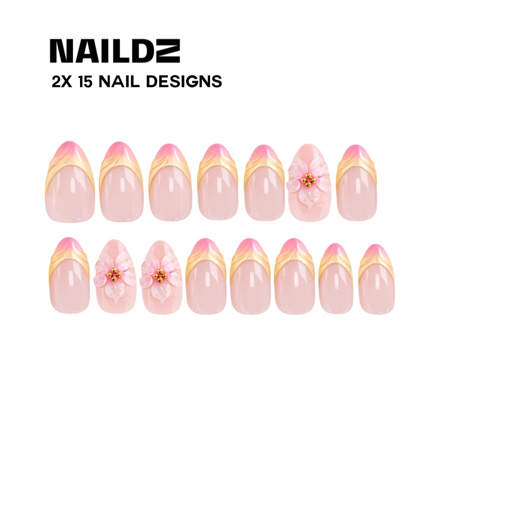Blossom crush Almond 3D NAILDZ Softgel Press On Nails (inkl. Klebesticker & Nagelkleber)