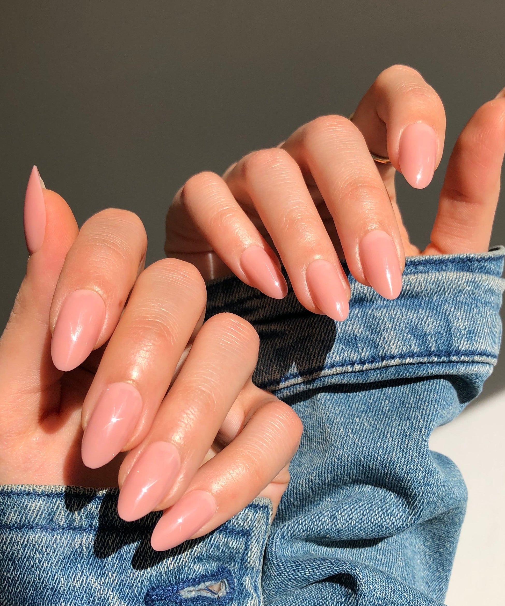 Naild Nails peach nude almond nails