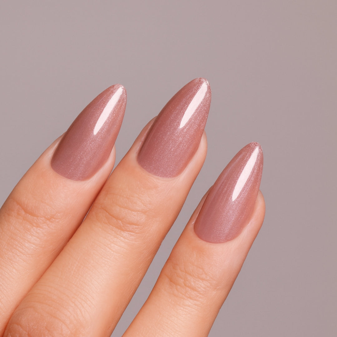 Glazed rose ACRYLISH (almond extra-long) soft gel artificial nails (NEW)