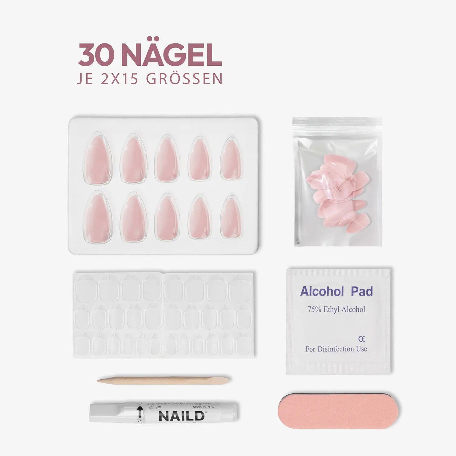 Babe round Softgel Press on Nails (inkl. Klebesticker & Nagelkleber)