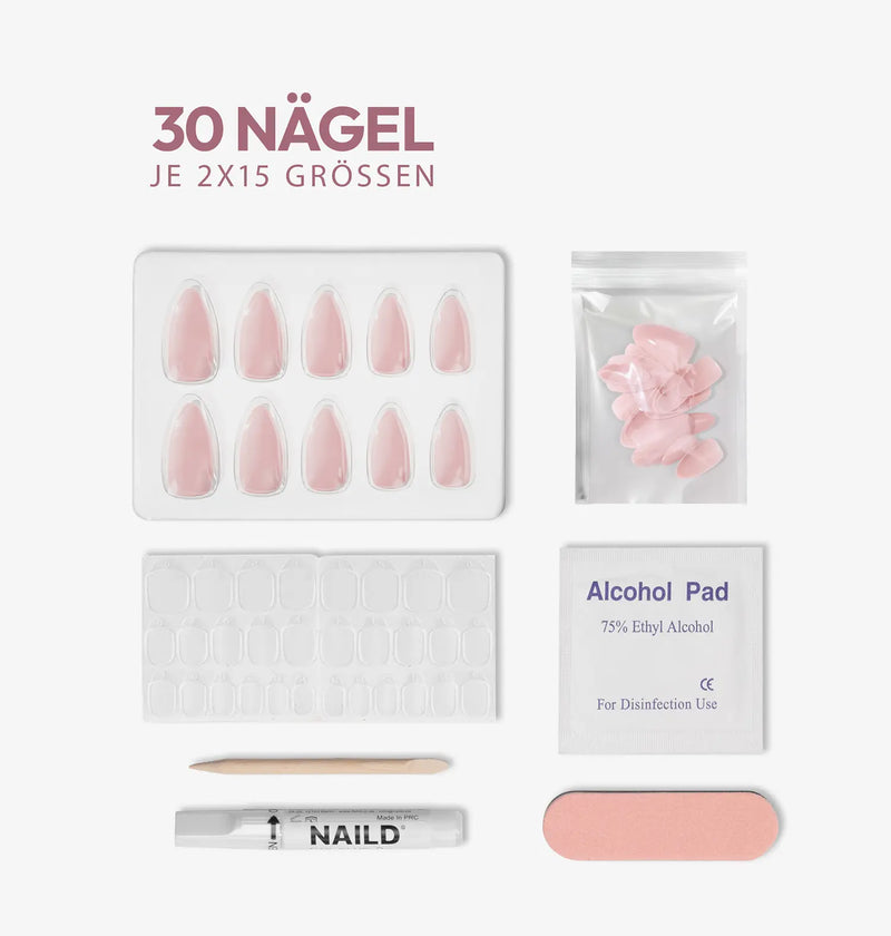 Blush Affair almond Softgel Press On Nails (inkl. Klebesticker & Nagelkleber)