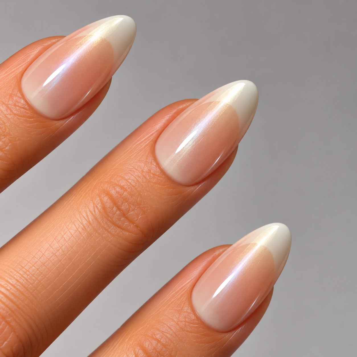 Butter French Chrome Almond Softgel Press On Nails (inkl. Klebesticker & Nagelkleber)