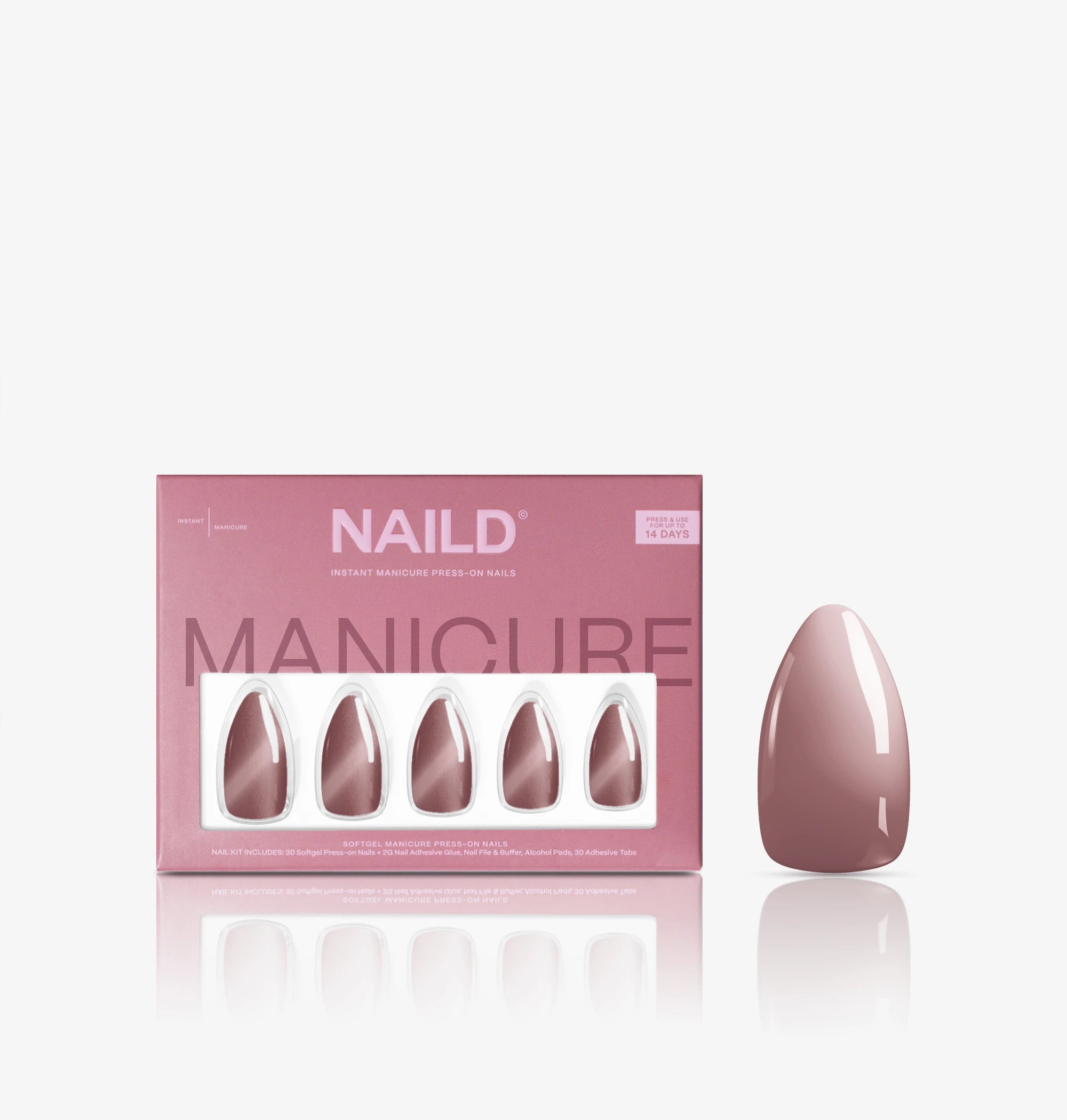 Cocoa Nude Chrome Almond Softgel Press On Nails (inkl. Klebesticker & Nagelkleber)