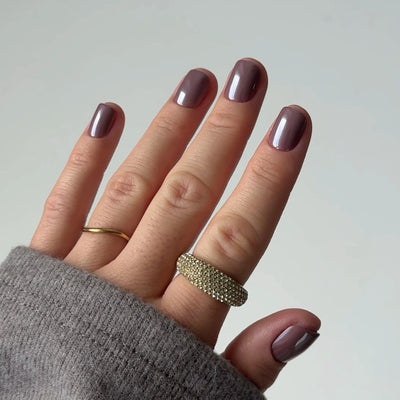 Cocoa Nude Chrome Short XXS Square Softgel Press On Nails (inkl. Klebesticker & Nagelkleber)