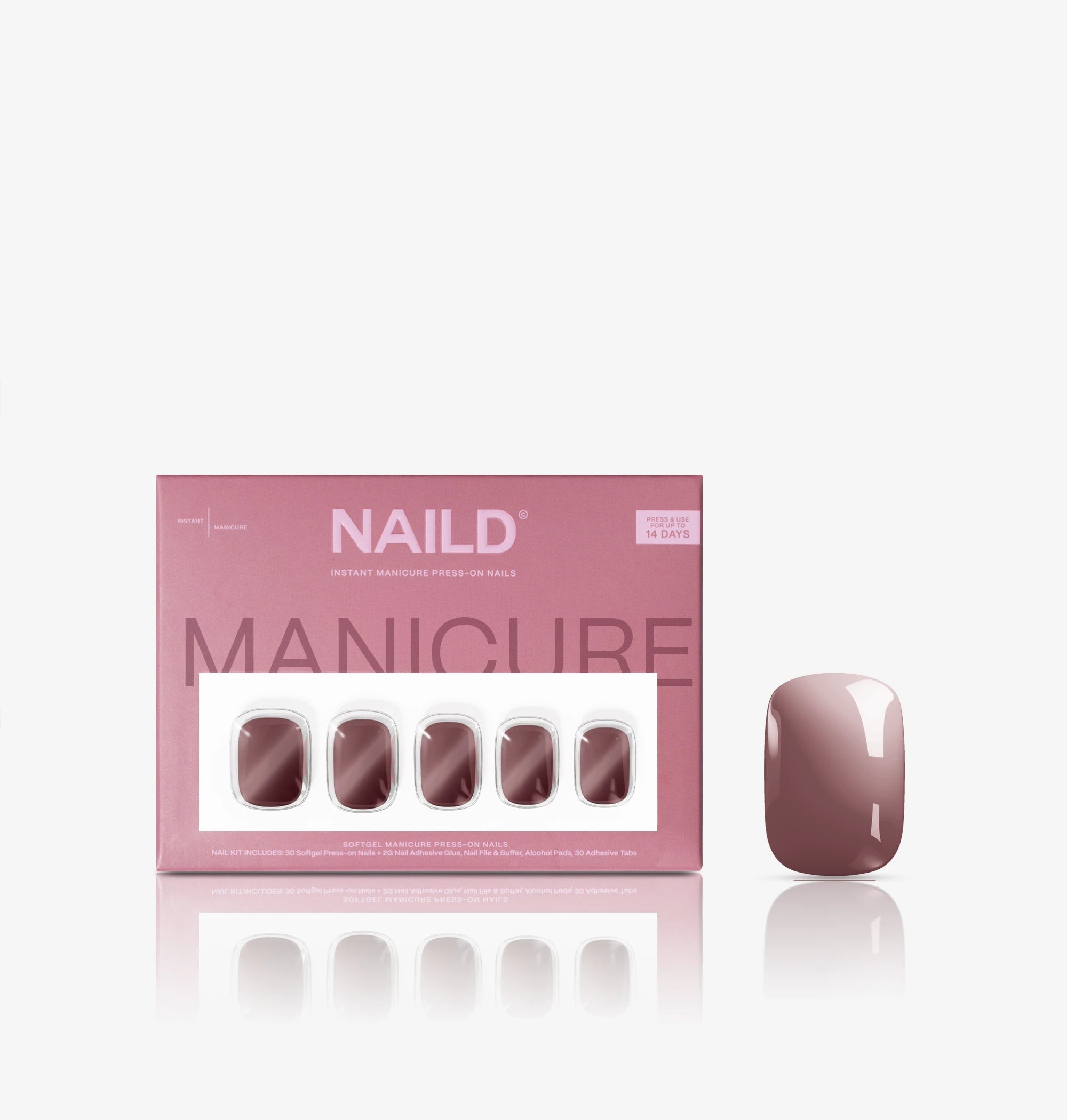 Cocoa Nude Chrome Short XXS Square Softgel Press On Nails (inkl. Klebesticker & Nagelkleber)