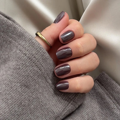 Espresso Chrome Short Square Softgel Press On Nails (inkl. Klebesticker & Nagelkleber)