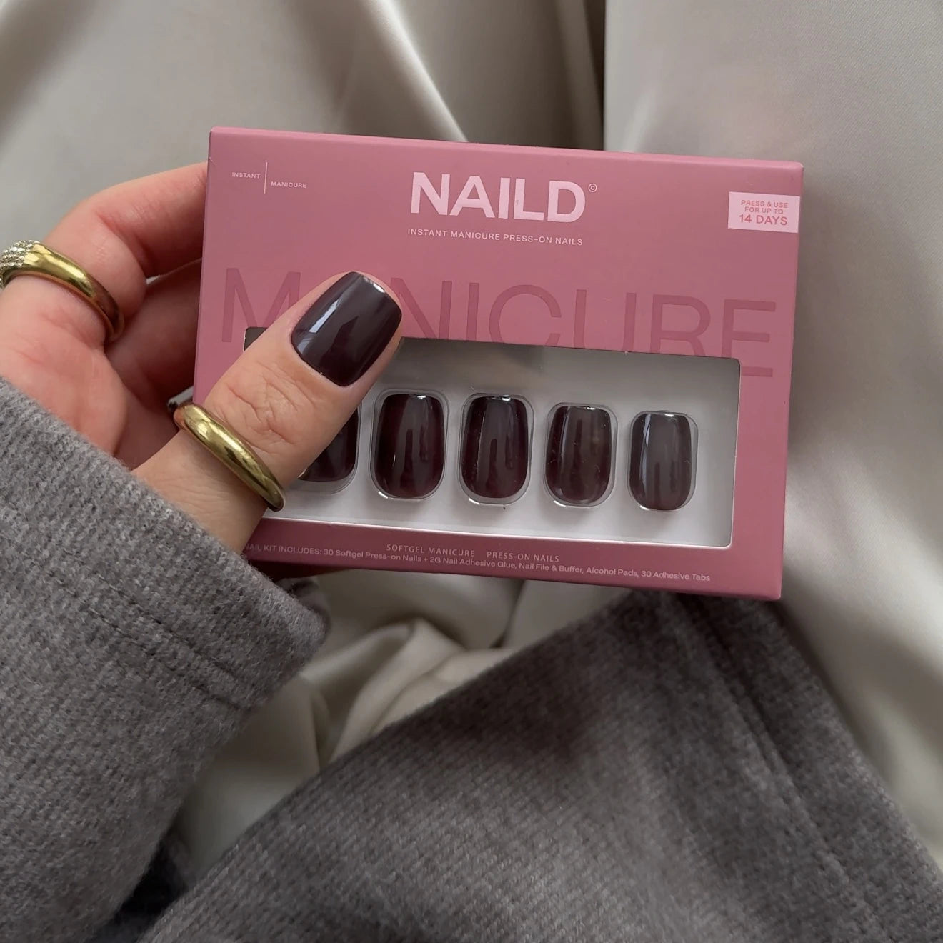 Espresso Chrome Short Square Softgel Press On Nails (inkl. Klebesticker & Nagelkleber)