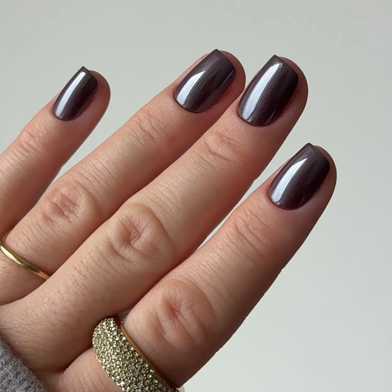 Espresso Chrome Short Square Softgel Press On Nails (inkl. Klebesticker & Nagelkleber)