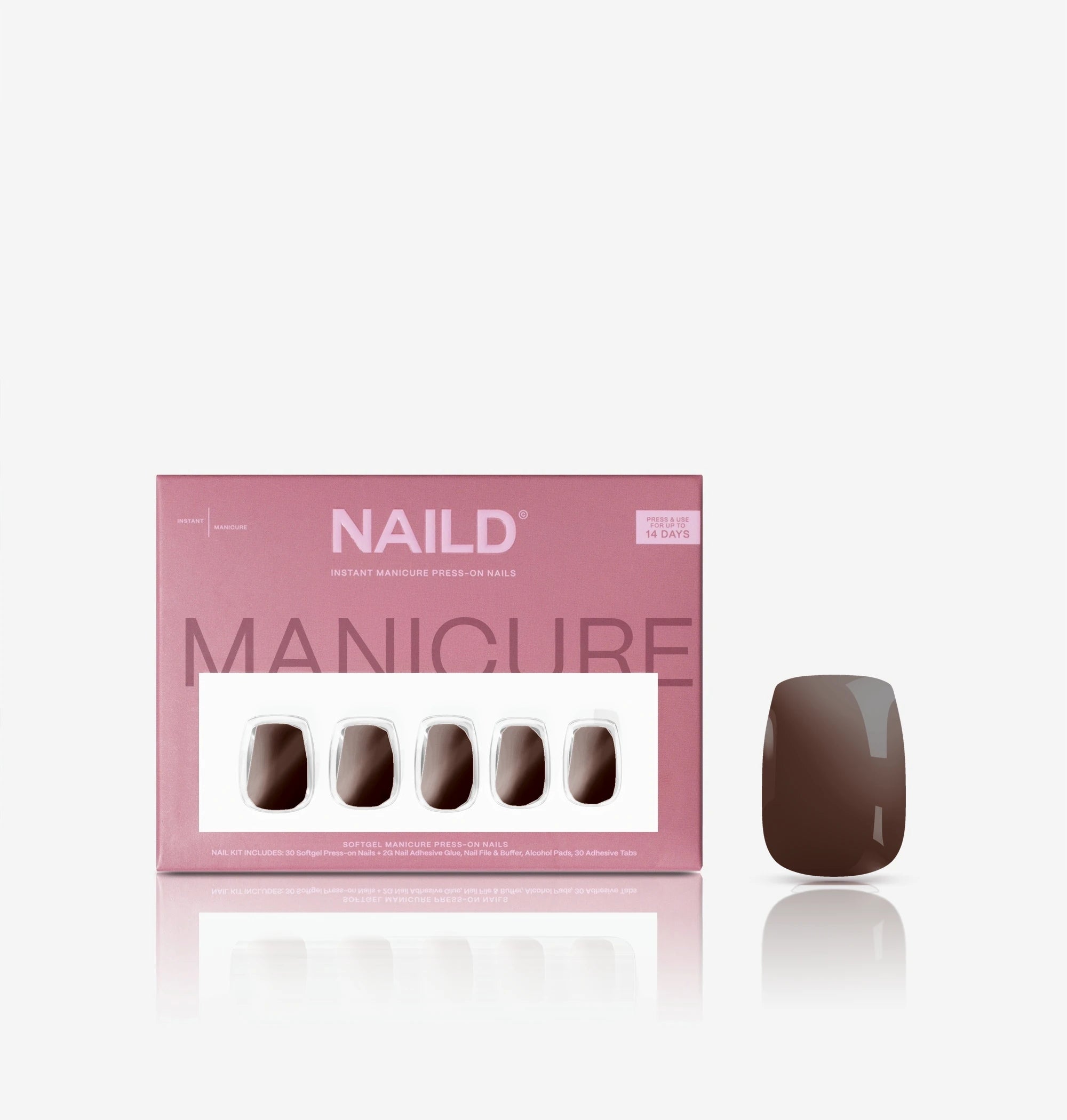 Espresso Chrome Short Square Softgel Press On Nails (inkl. Klebesticker & Nagelkleber)
