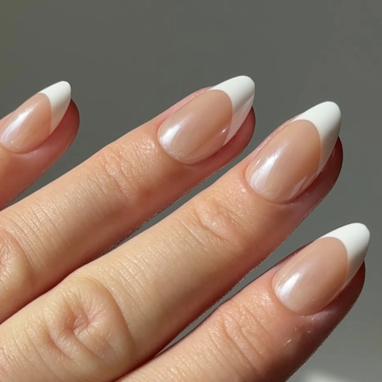 French Almond Chrome Softgel Press On Nails (inkl. Klebesticker & Nagelkleber)