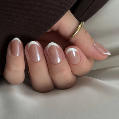 French Round Chrome Softgel Press On Nails (inkl. Klebesticker & Nagelkleber)