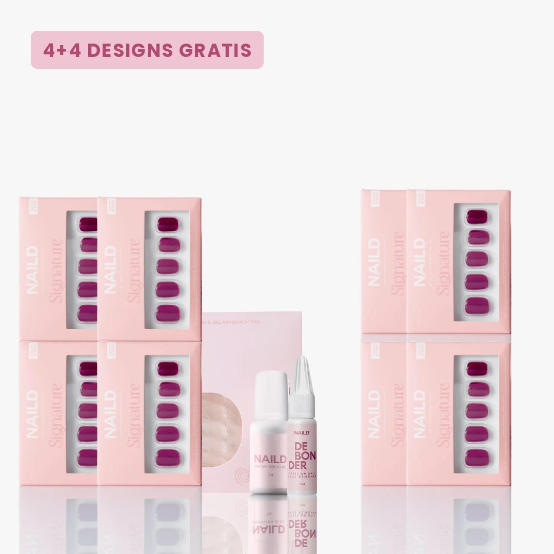NAILD Press-On Nails Mega Bundle: acht Sets, Nagelkleber und Debonder – 4+4 Designs gratis