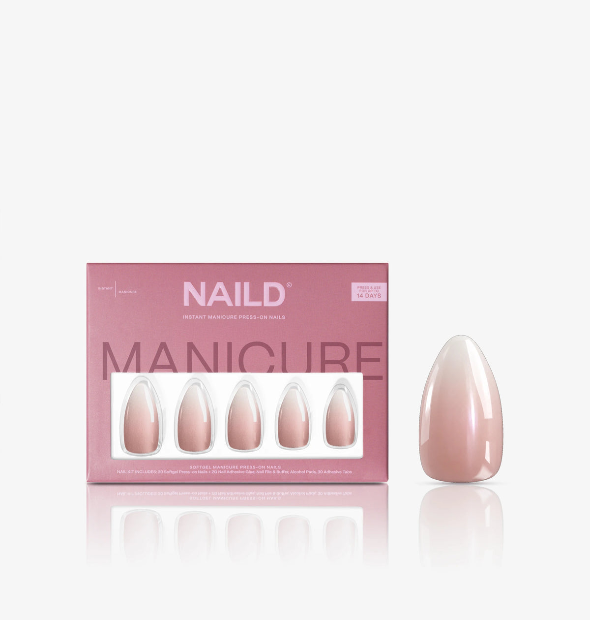NAILD Milkshake Chrome Almond Softgel Press-On Nails – Verpackung