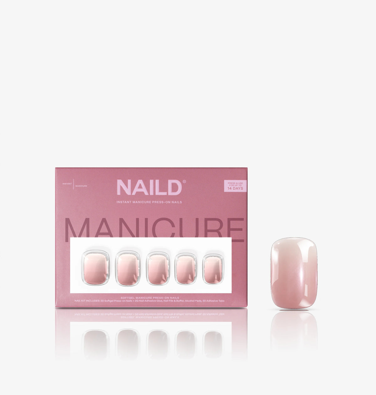 NAILD Milkshake Chrome Short XXS Square Softgel Press-On Nails – Verpackung