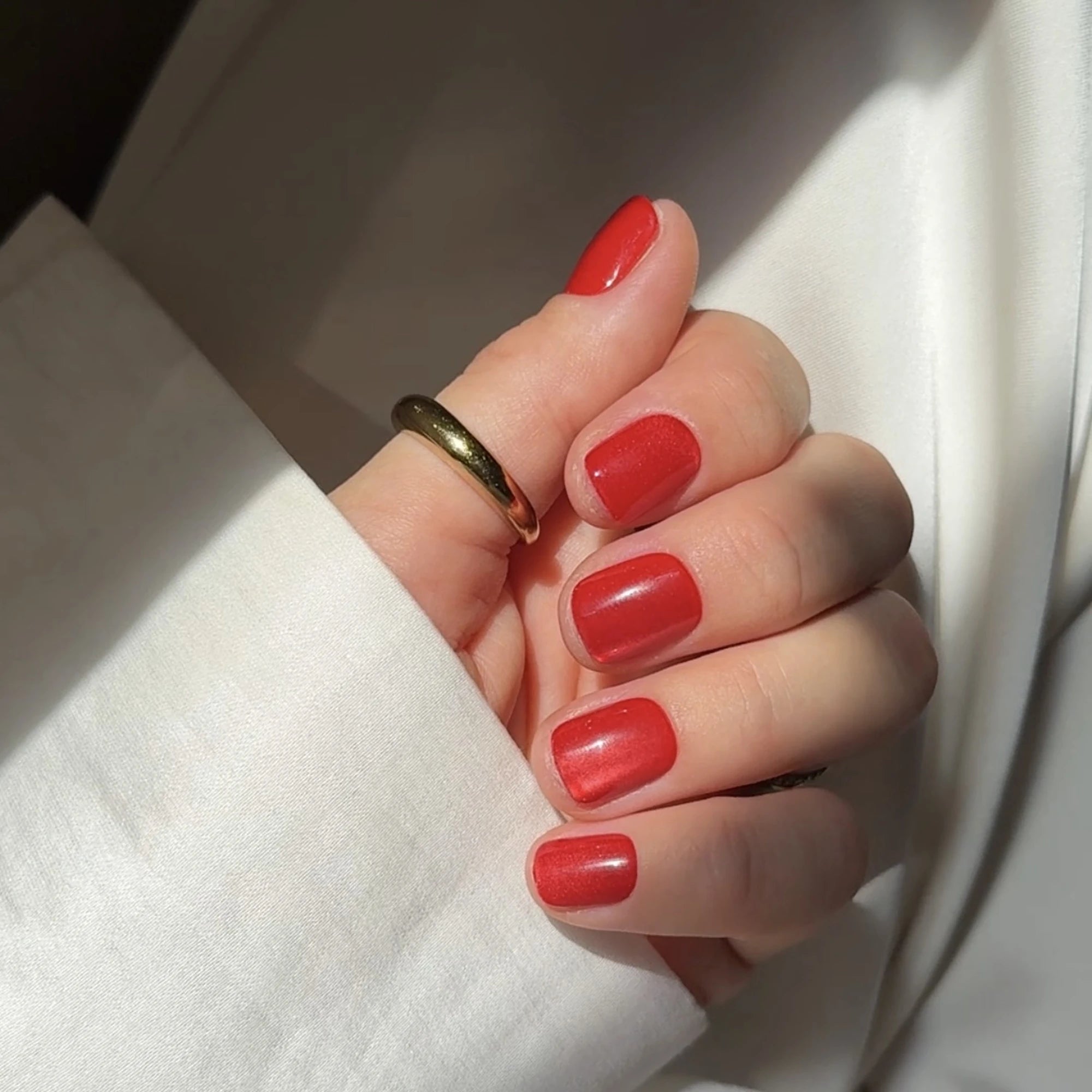 Scarlet Glass Cateye Short XXS Square Softgel Press On Nails (inkl. Klebesticker & Nagelkleber)