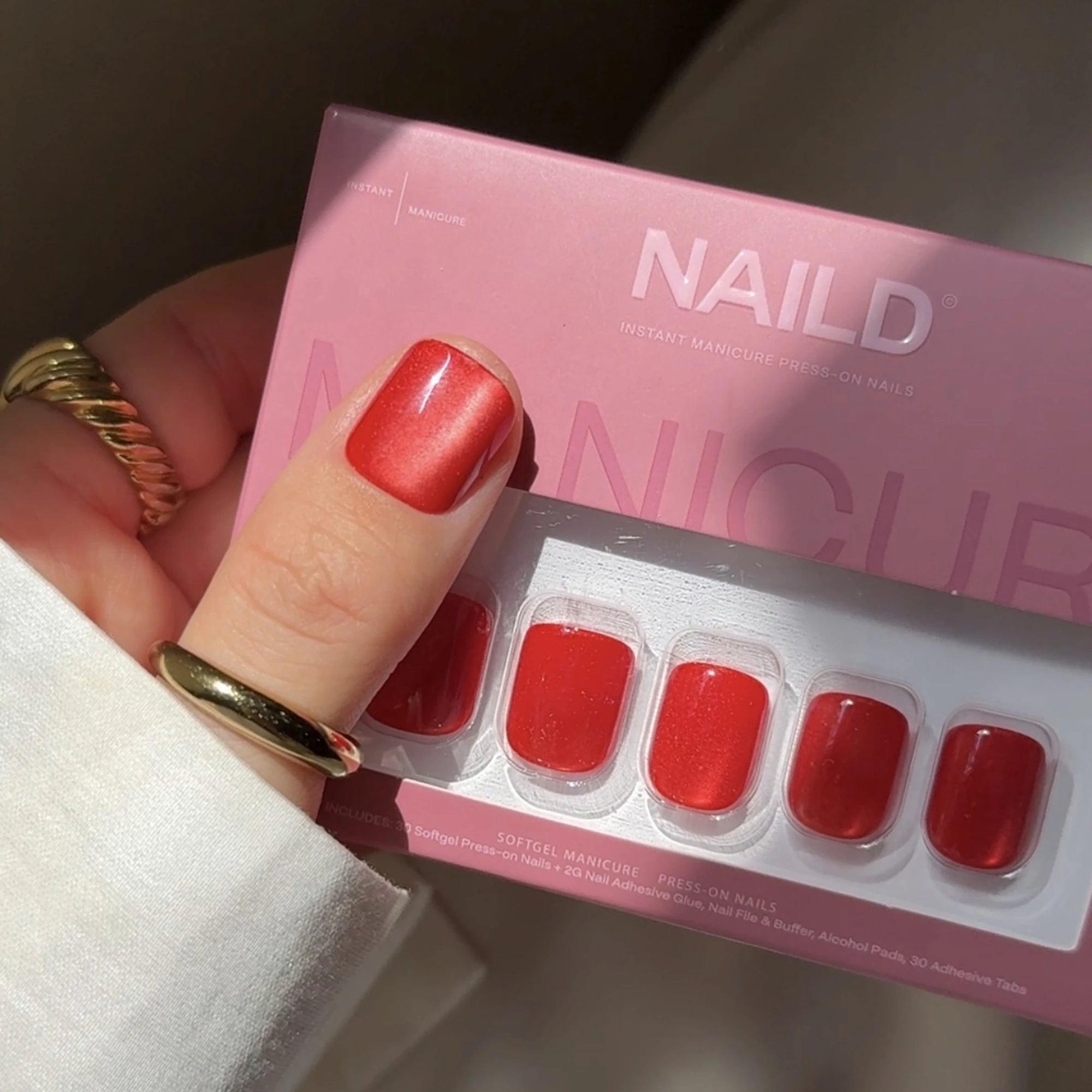 Scarlet Glass Cateye Short XXS Square Softgel Press On Nails (inkl. Klebesticker & Nagelkleber)
