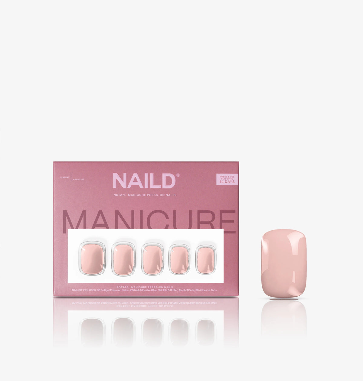 NAILD Silk Nude Short XXS Square Softgel Press-On Nails Verpackung