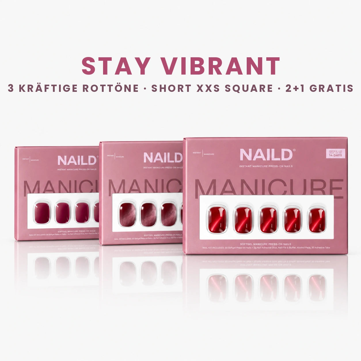 Stay Vibrant Bundle – 3 Rottöne in Short XXS (2+1 gratis)
