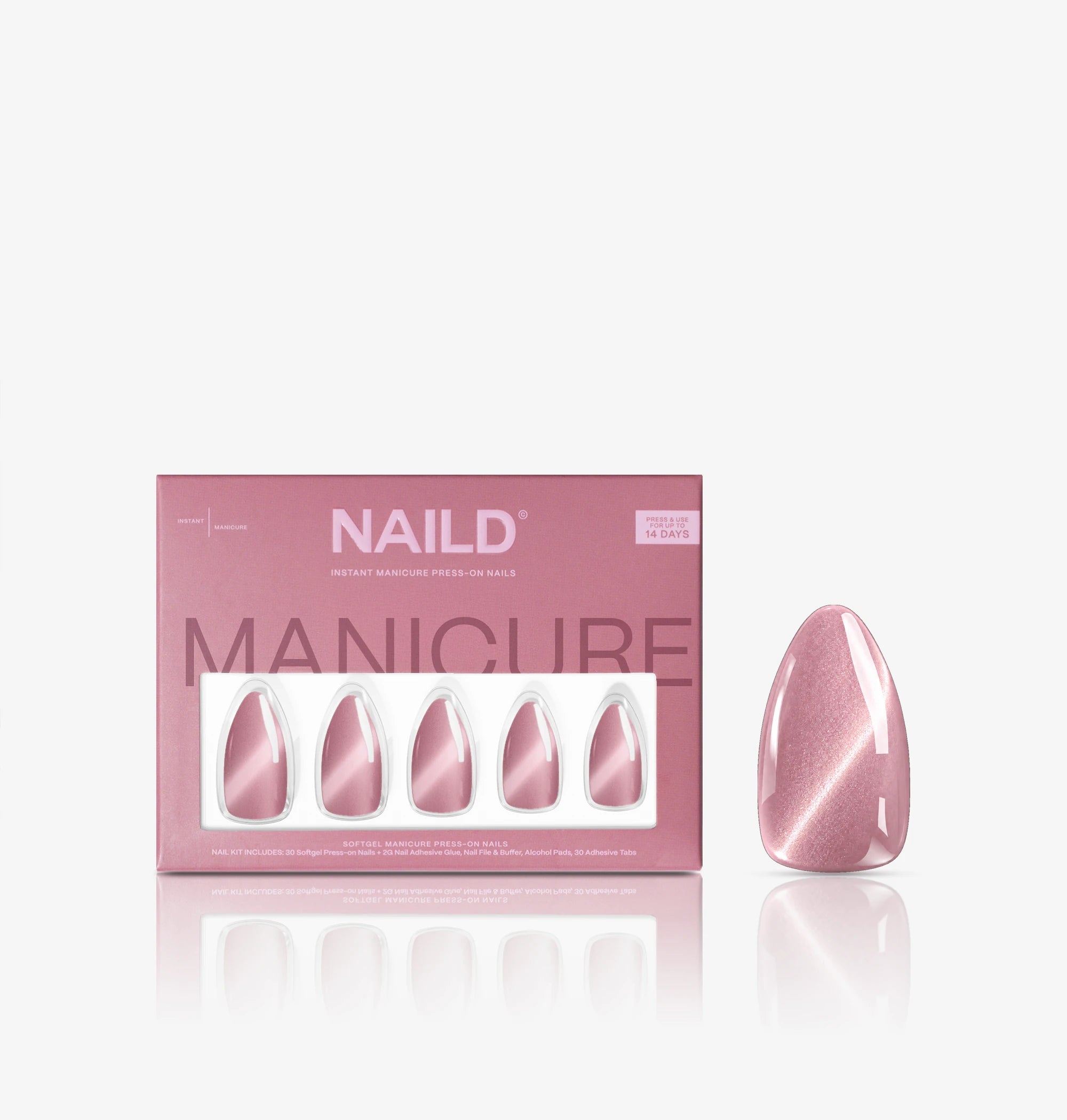 NAILD Sugar Pink Almond Softgel Press-On Nails Verpackung